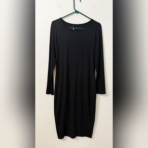 Marine Layer Lexi Long Sleeve Midi Dress Black  - L
